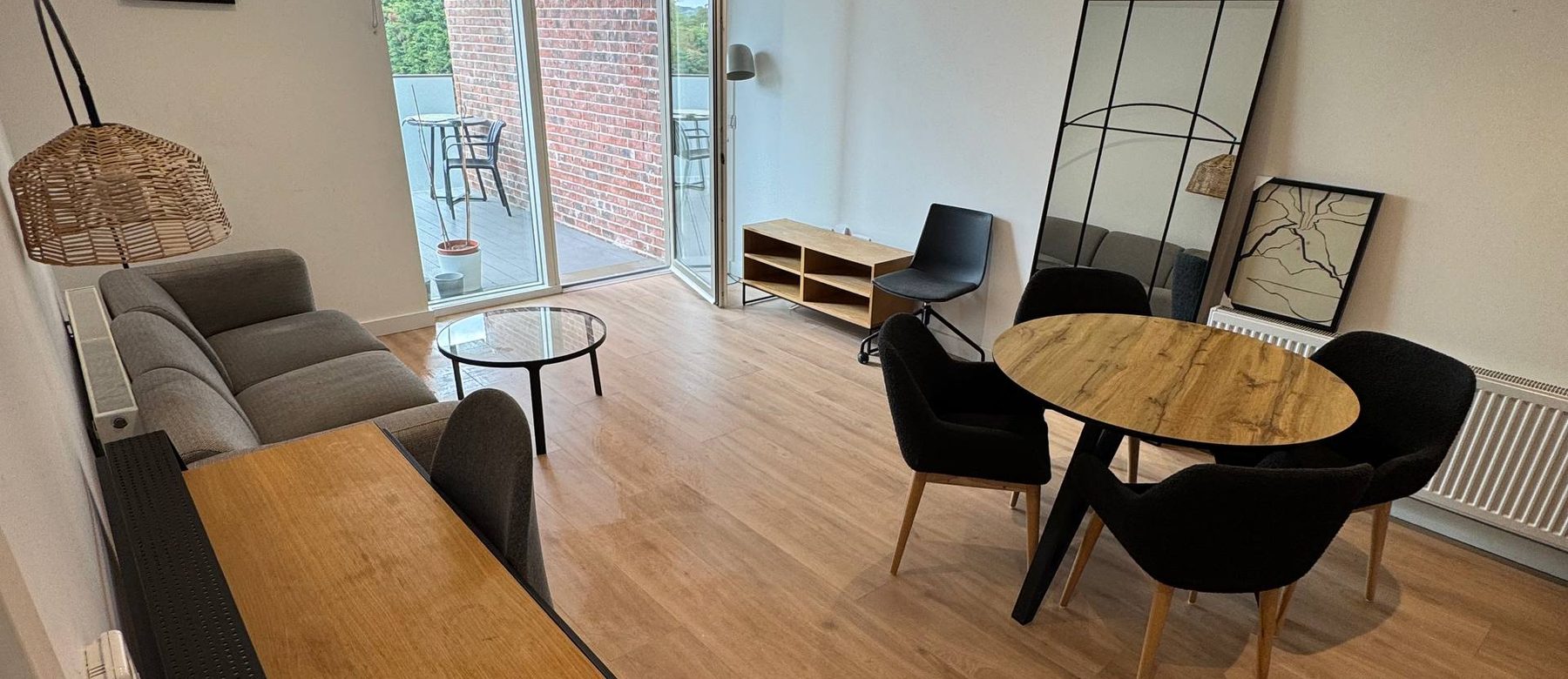 Living and dining area of a Dublin apartment left spotless after a deep clean